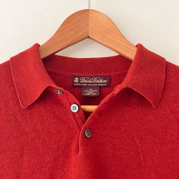 Brooks Brothers Extra Fine Italian Merino Wool Women’s XL Red Collared Sweater - Picture 8 of 16